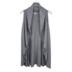 Cut The Frills vest cardigan women's OS open front waterfall wool blend gray